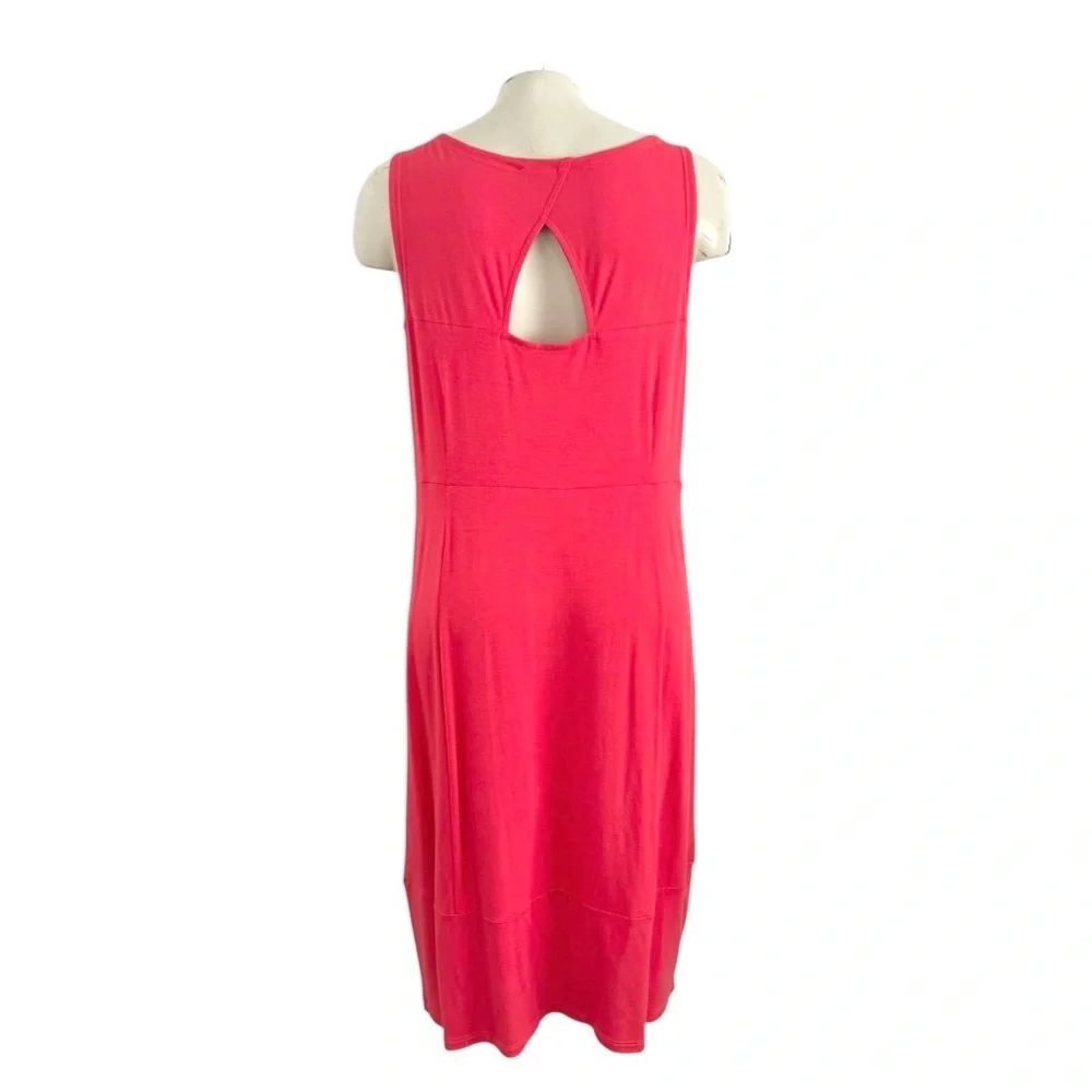 EILEEN FISHER PINK CORAL LANTERN CUT OUT JERSEY DRESS SZ L - Picture 8 of 8